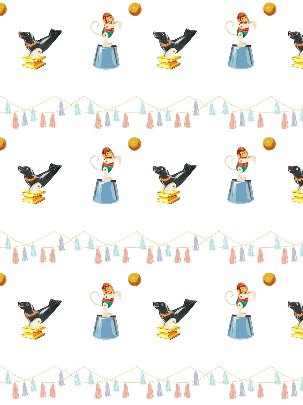 seal-monkey-circus-wallpaper-by-fisher-price-white