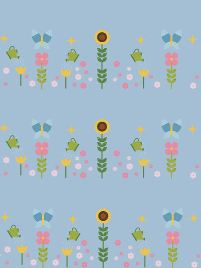 'Sunflower Garden' Wallpaper by Fisher-Price™ - Denim