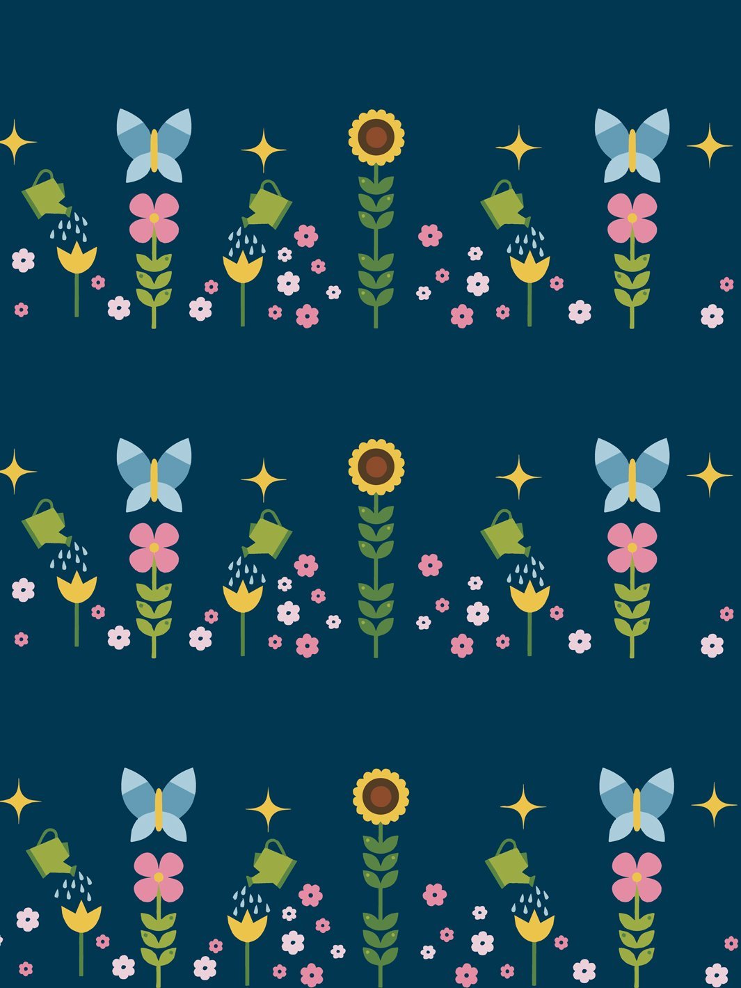 sunflower-garden-wallpaper-by-fisher-price-navy