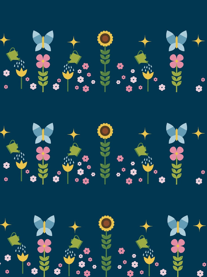 sunflower-garden-wallpaper-by-fisher-price-navy