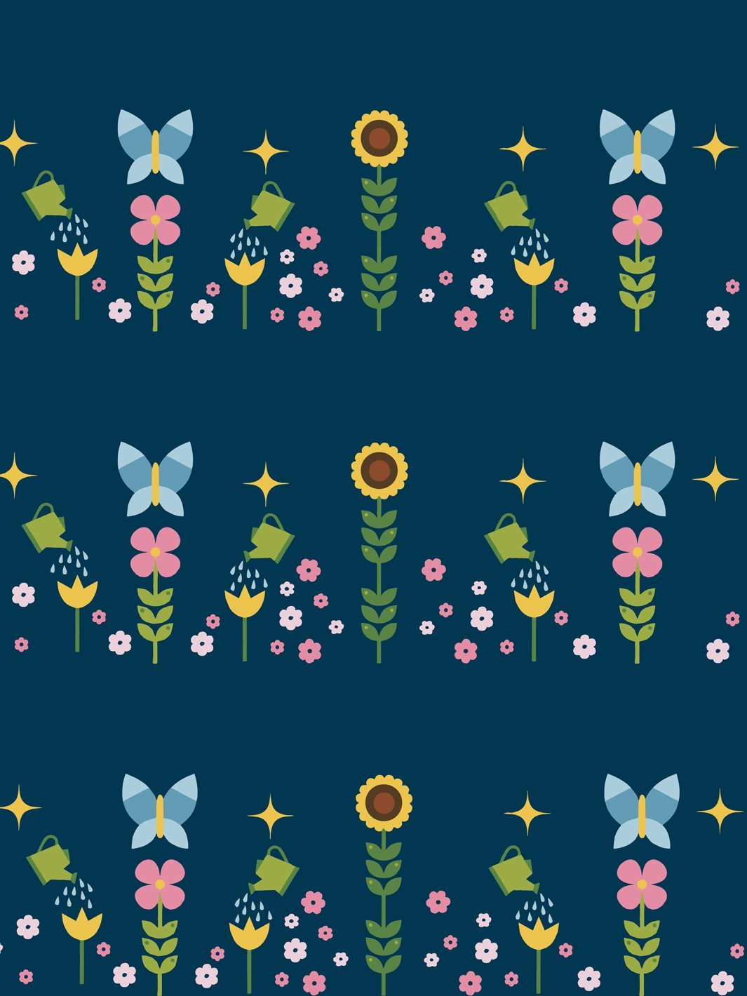 'Sunflower Garden' Wallpaper by Fisher-Price™ - Navy