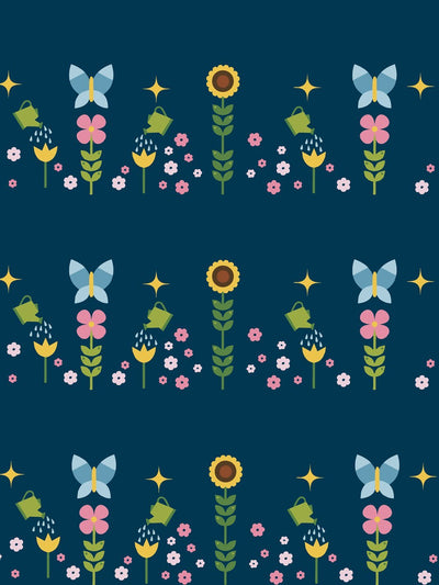 'Sunflower Garden' Wallpaper by Fisher-Price™ - Navy