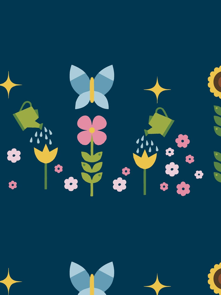 sunflower-garden-wallpaper-by-fisher-price-navy