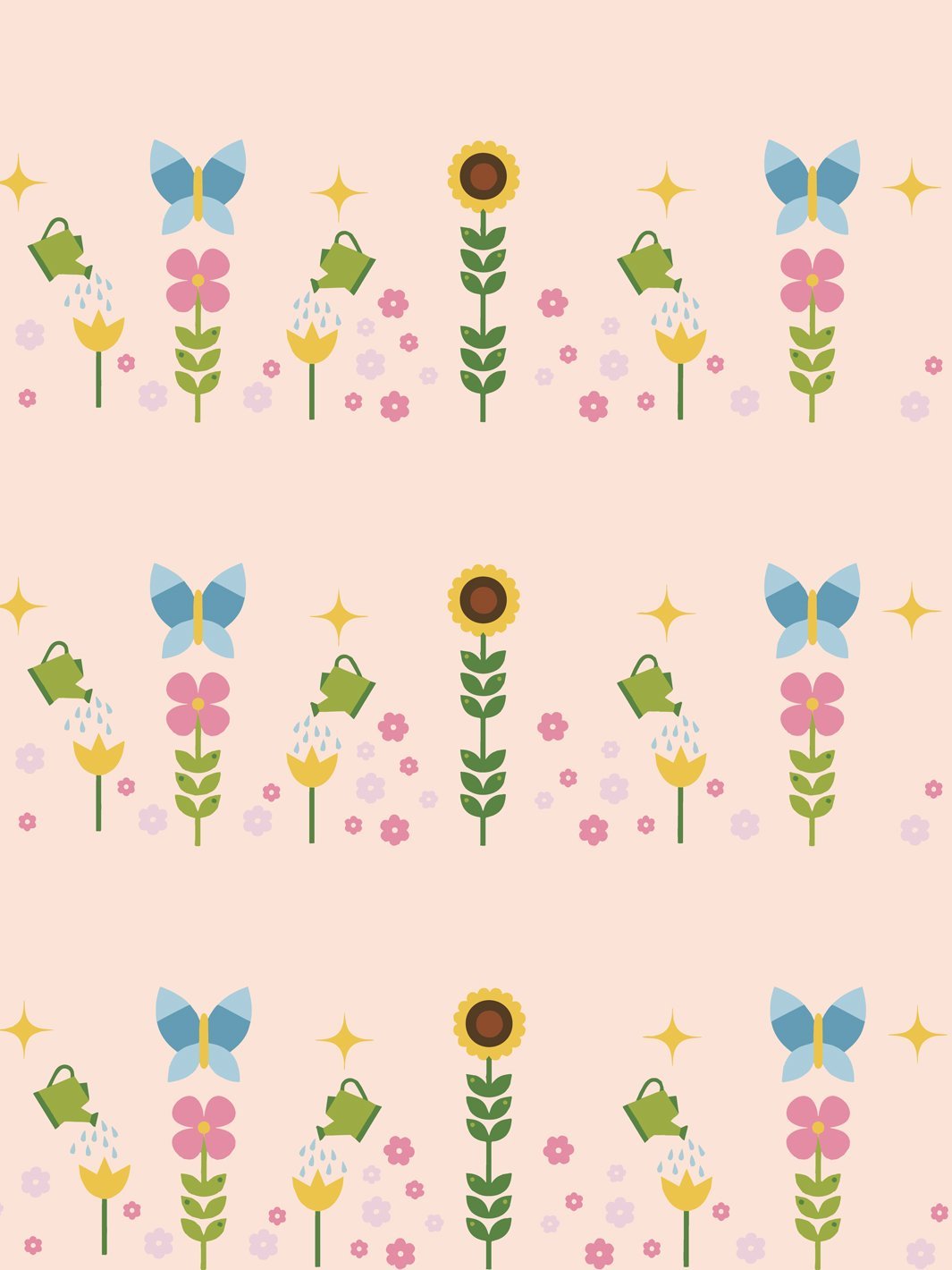 sunflower-garden-wallpaper-by-fisher-price-peach