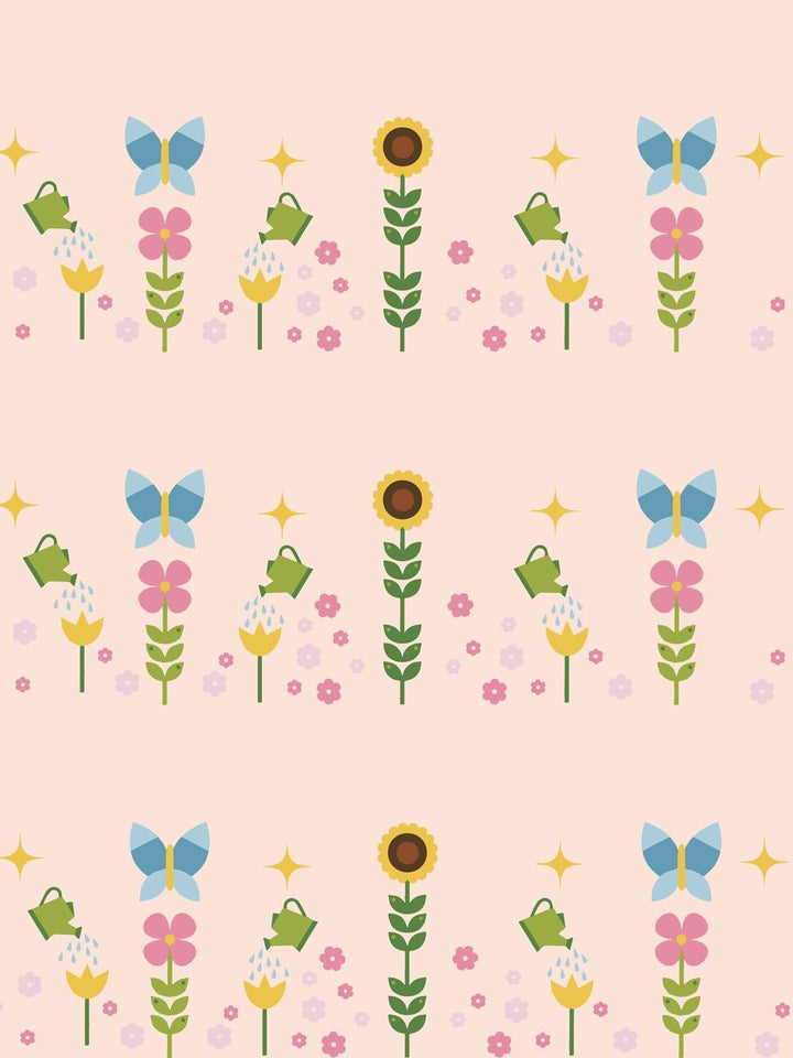 sunflower-garden-wallpaper-by-fisher-price-peach