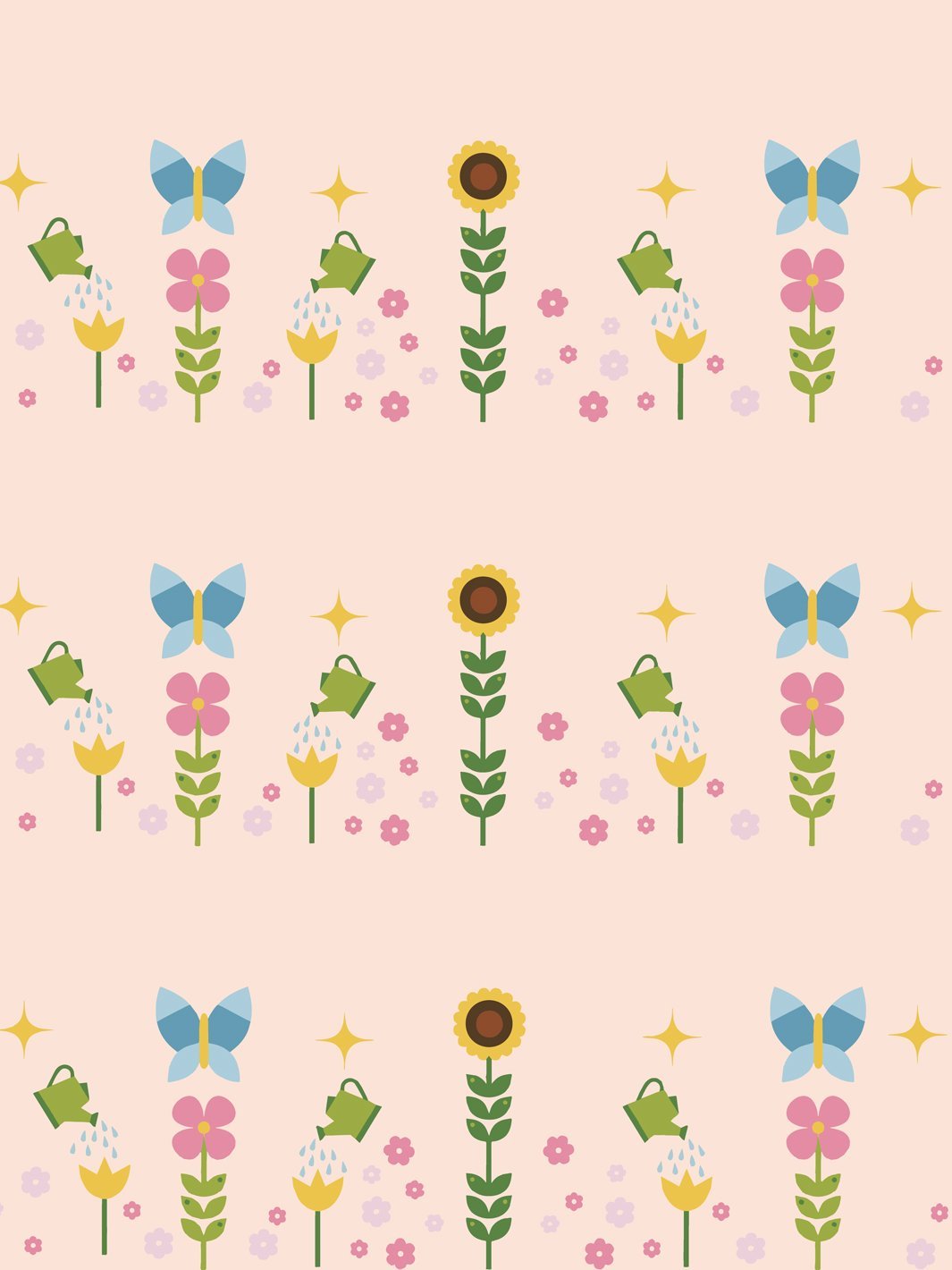 'Sunflower Garden' Wallpaper by Fisher-Price™ - Peach