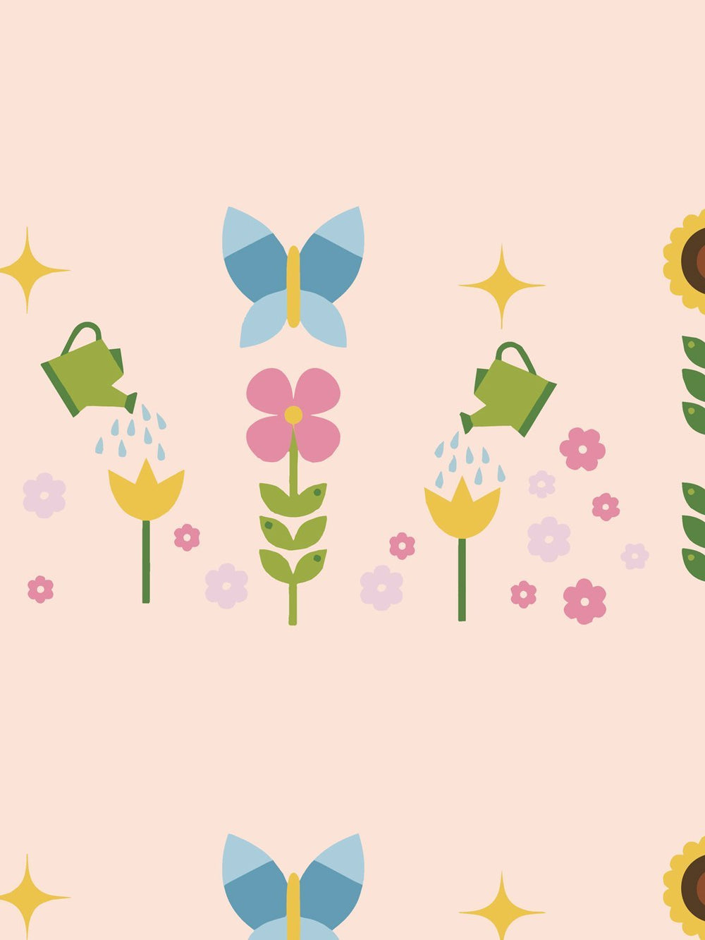 sunflower-garden-wallpaper-by-fisher-price-peach