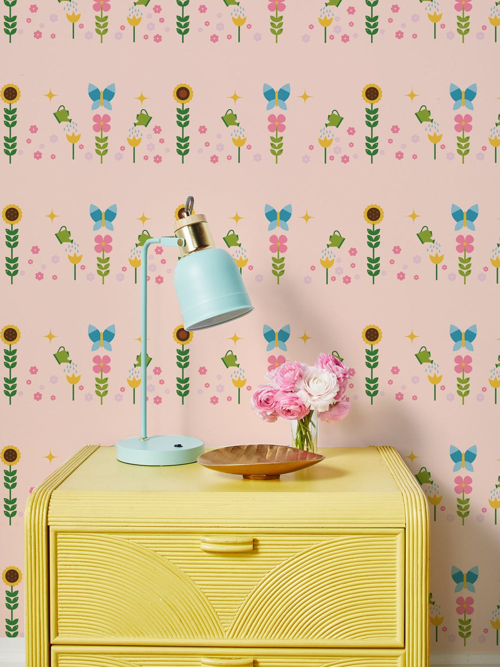 sunflower-garden-wallpaper-by-fisher-price-peach