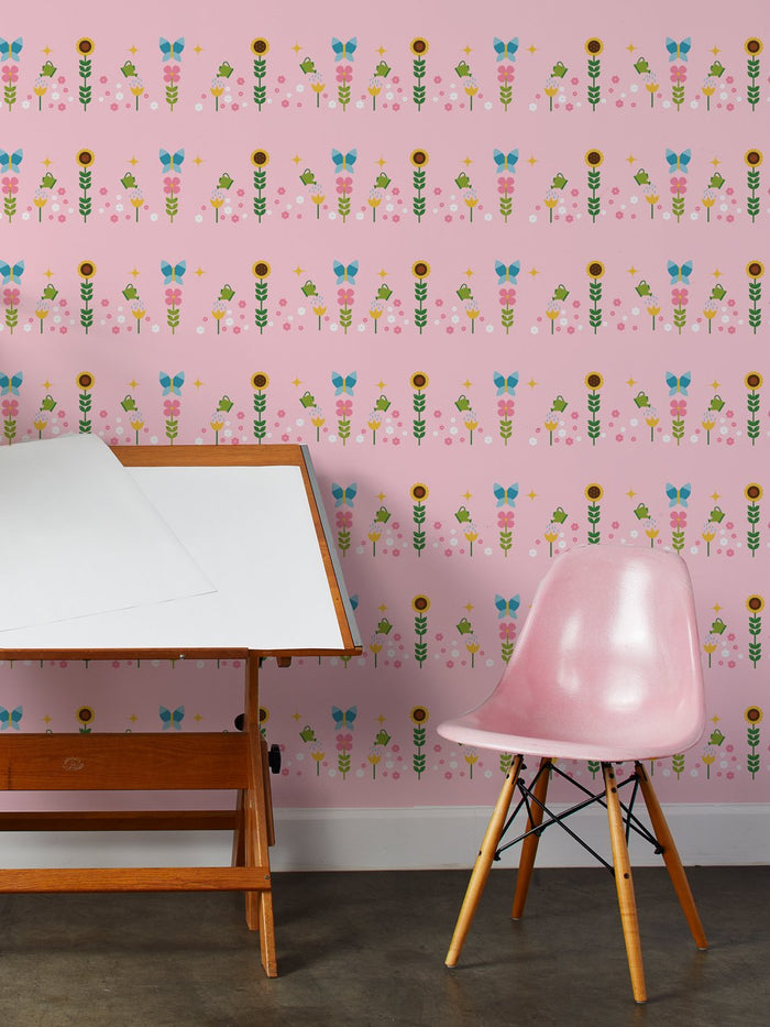'Sunflower Garden' Wallpaper by Fisher-Price™ - Pink