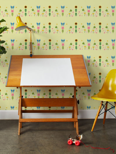 sunflower garden wallpaper by fisher price yellow