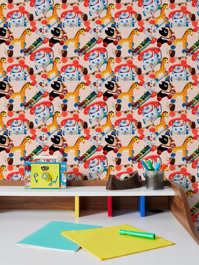 toy box wallpaper by fisher price peach
