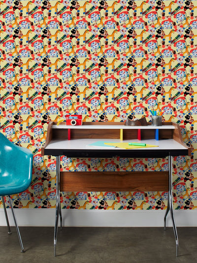 toy box wallpaper by fisher price yellow