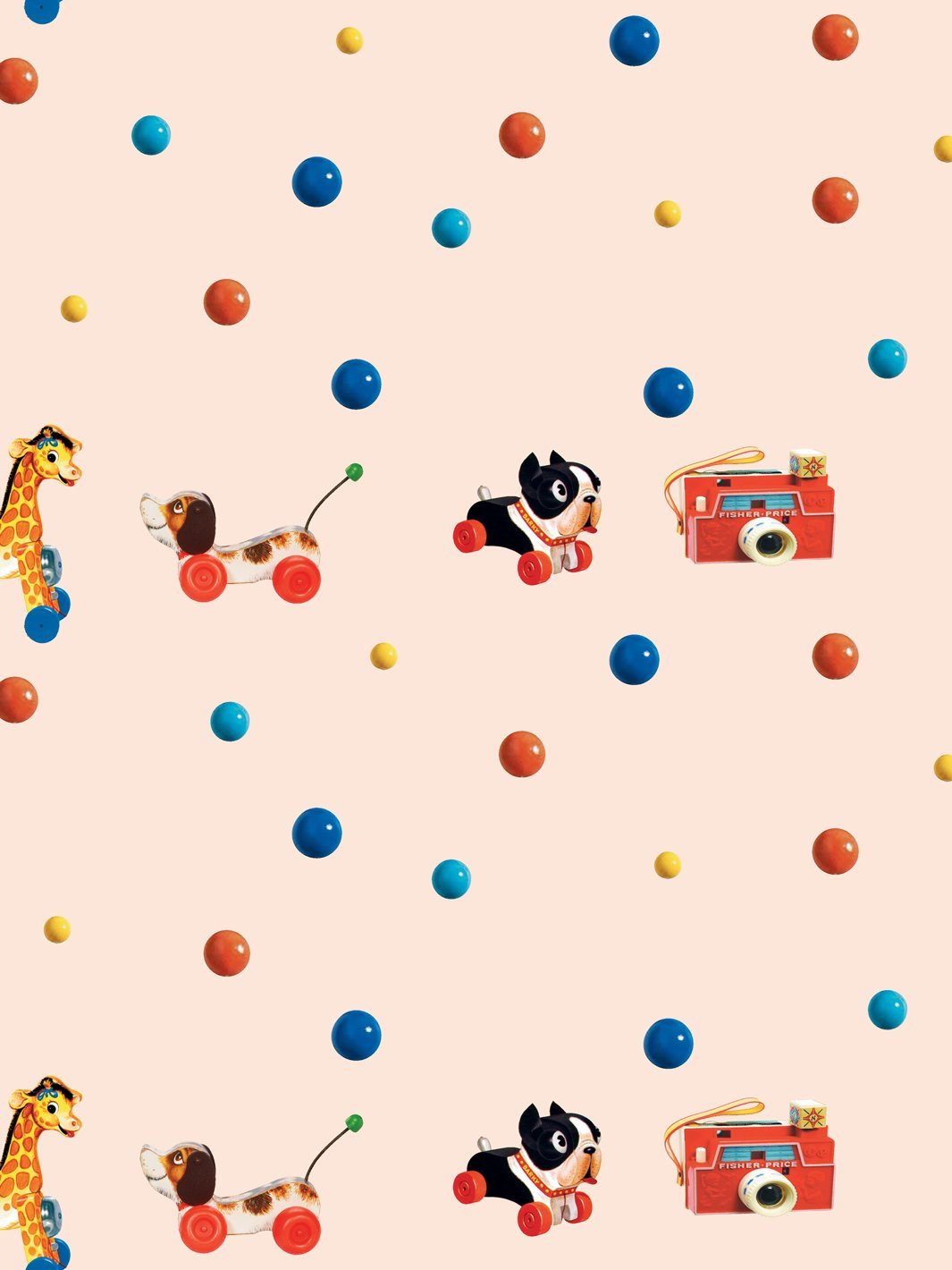 'Toy Polka Dots' Wallpaper by Fisher-Price™ - Peach