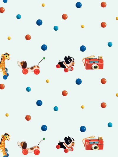 'Toy Polka Dots' Wallpaper by Fisher-Price™ - Robins Egg