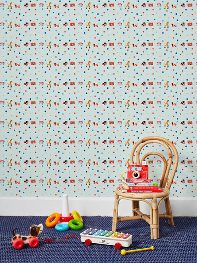 'Toy Polka Dots' Wallpaper by Fisher-Price™ - Robins Egg