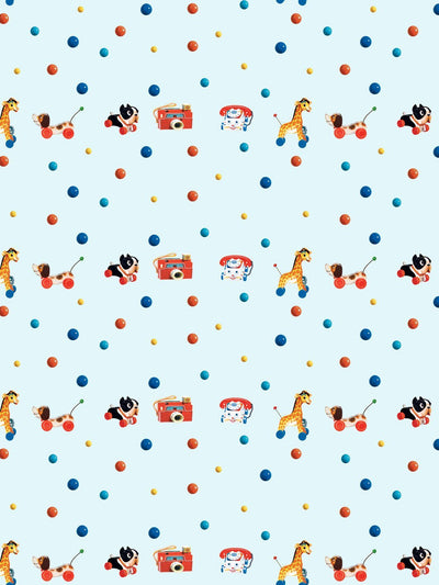 'Toy Polka Dots' Wallpaper by Fisher-Price™ - Sky