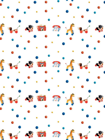 'Toy Polka Dots' Wallpaper by Fisher-Price™ - White