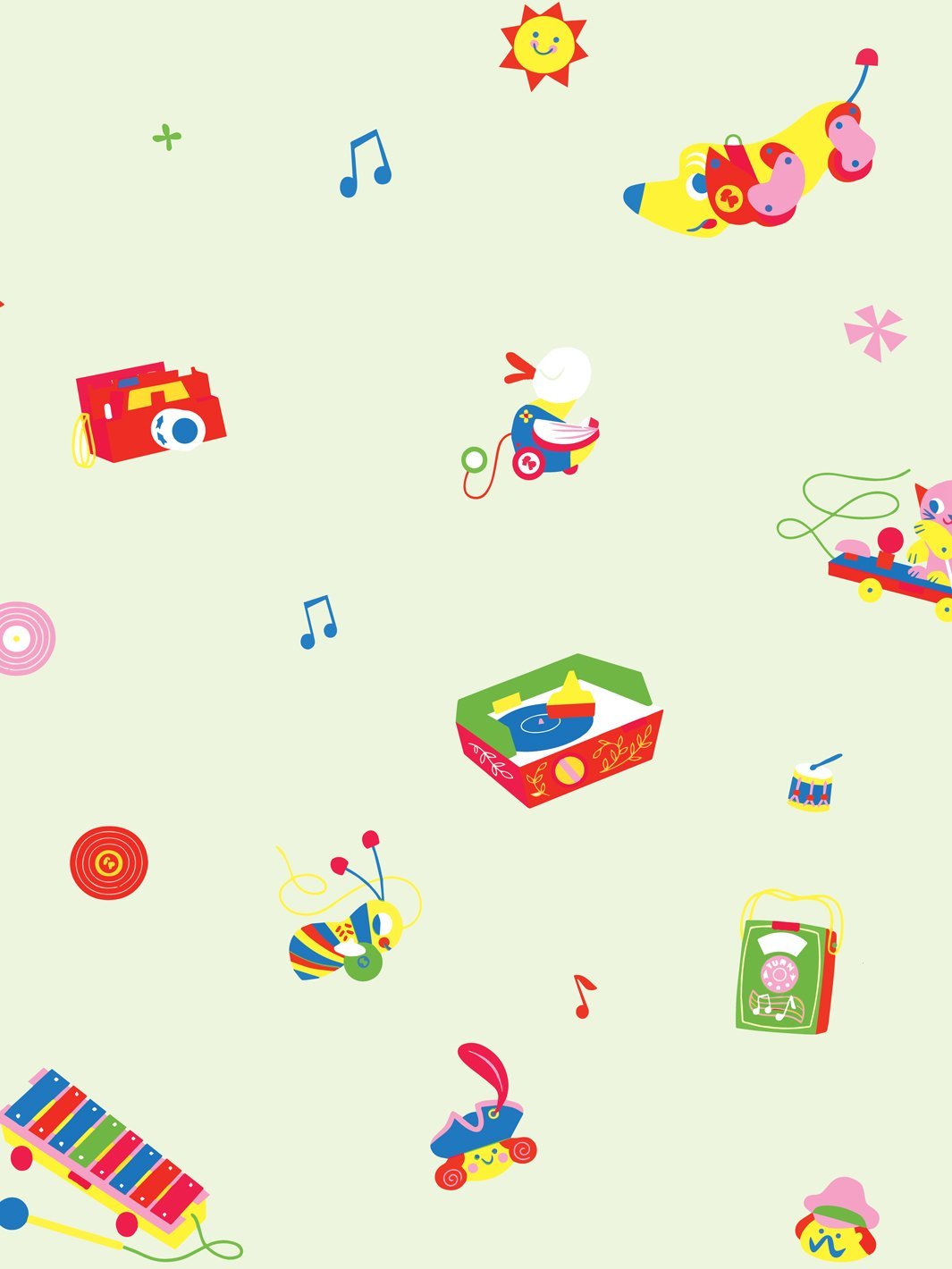 toy toss spaced wallpaper by fisher price mint