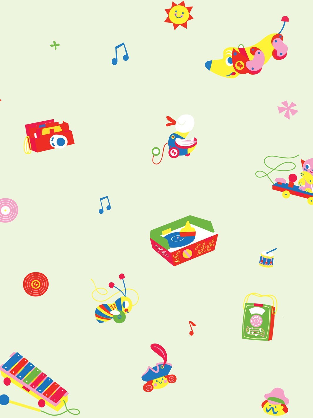 'Toy Toss Spaced' Wallpaper by Fisher-Price™ - Mint