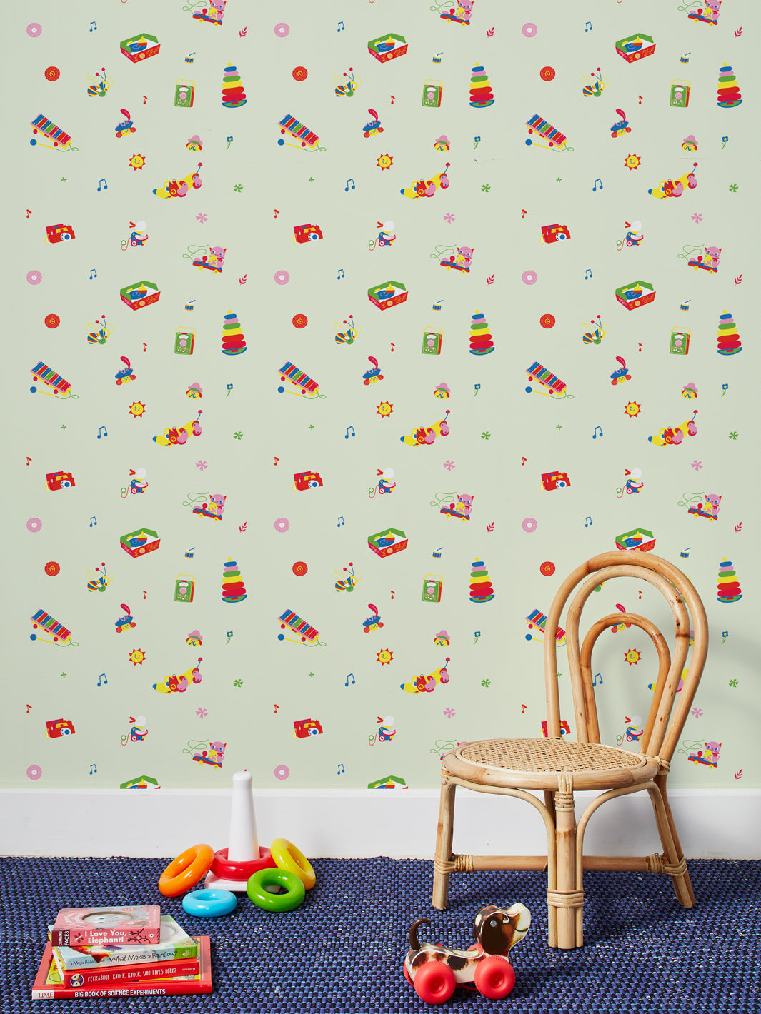 'Toy Toss Spaced' Wallpaper by Fisher-Price™ - Mint