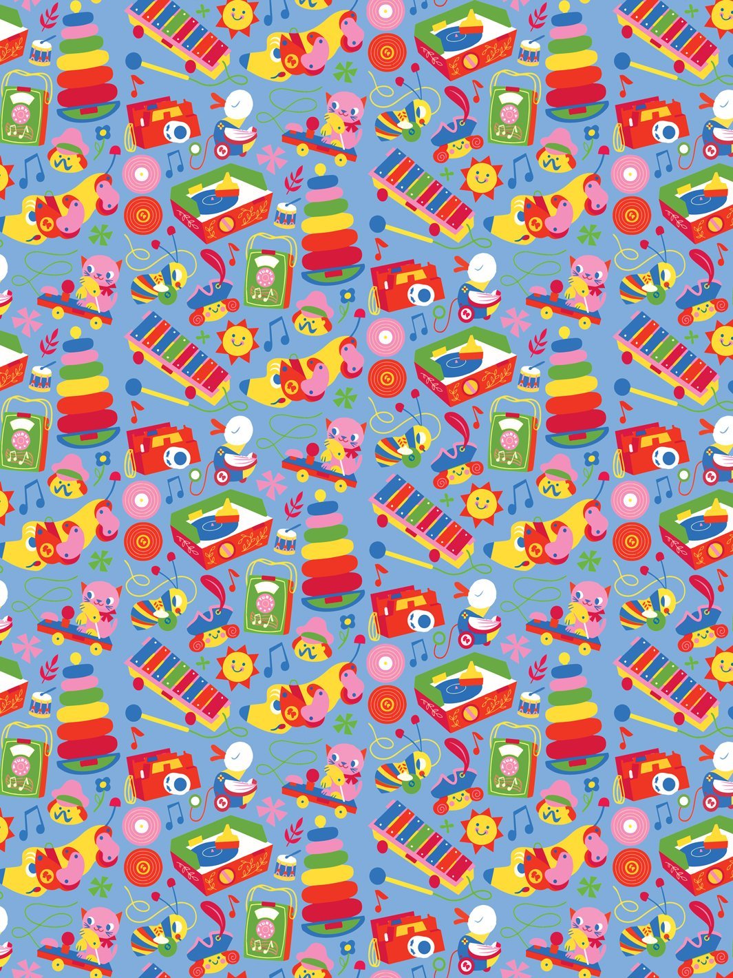 toy toss wallpaper by fisher price denim