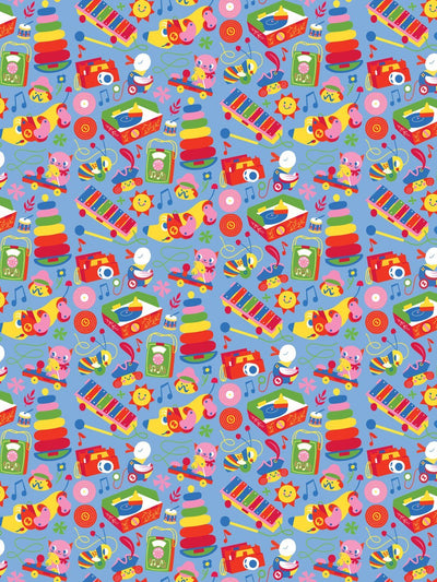 toy toss wallpaper by fisher price denim