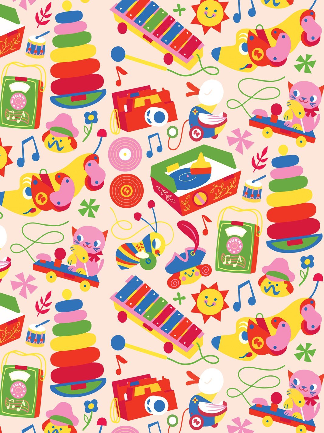 'Toy Toss' Wallpaper by Fisher-Price™ - Peach