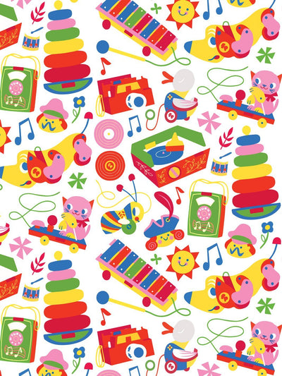 'Toy Toss' Wallpaper by Fisher-Price™ - White