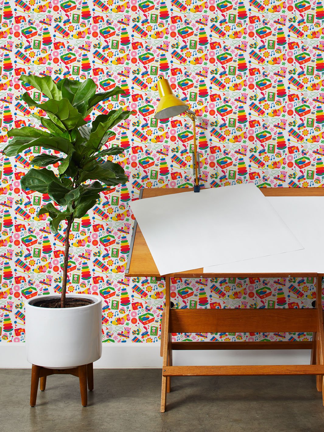 toy toss wallpaper by fisher price white