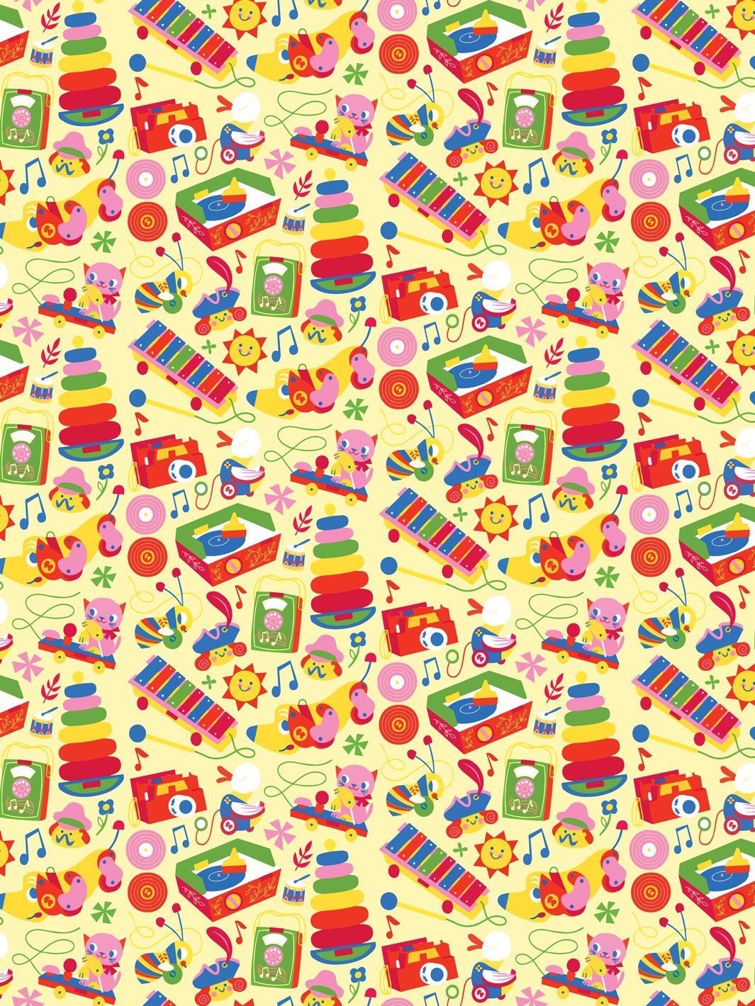 'Toy Toss' Wallpaper by Fisher-Price™ - Yellow
