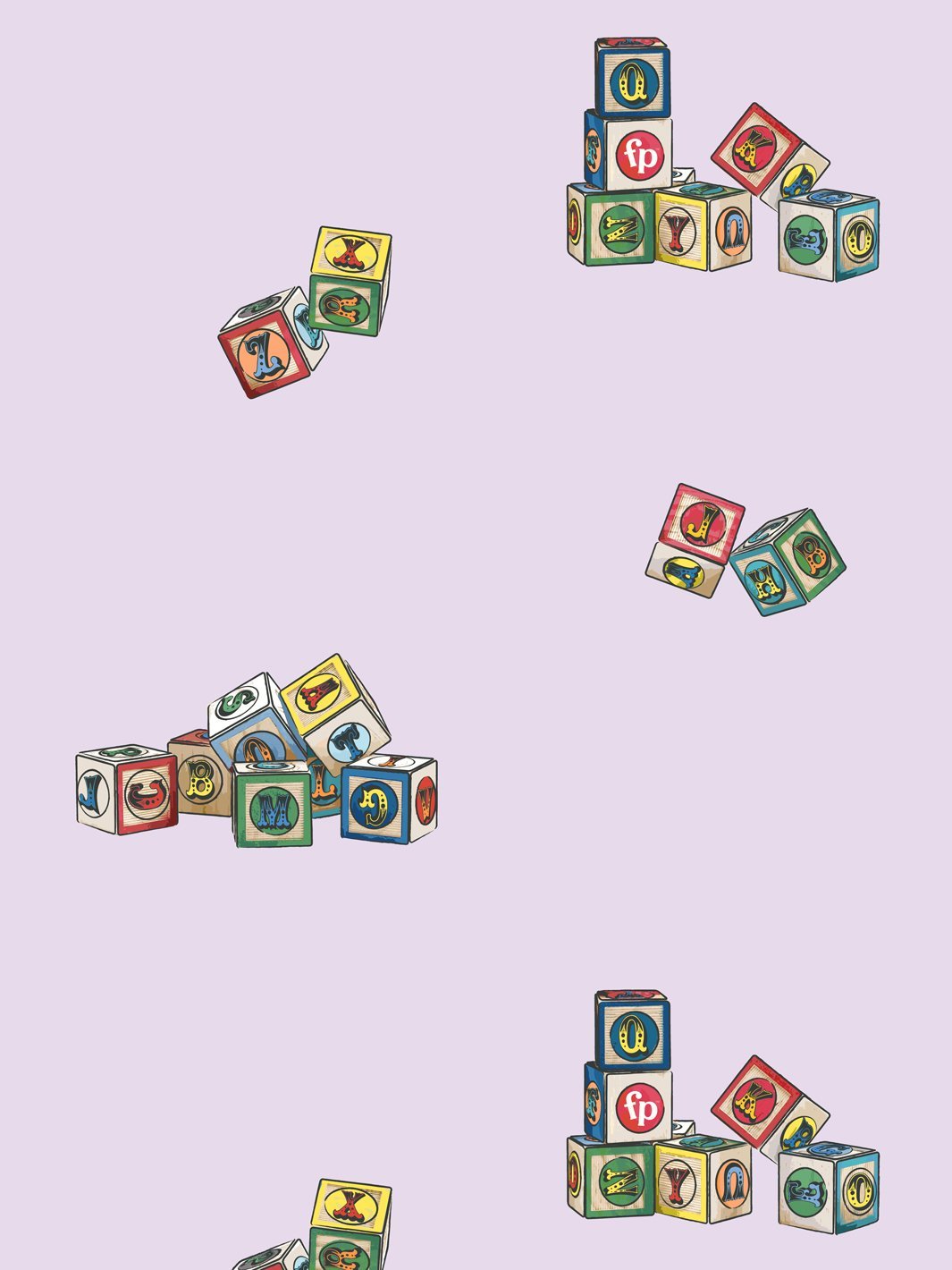 vintage blocks wallpaper by fisher price lavender