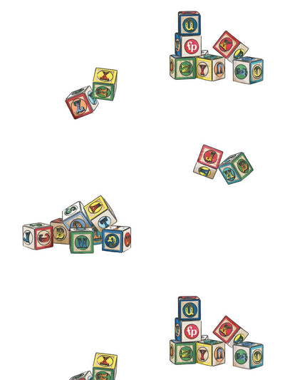 vintage blocks wallpaper by fisher price white