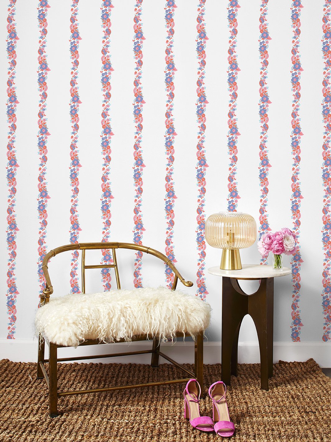 floral-stripe-wallpaper-by-barbie-violet-melon