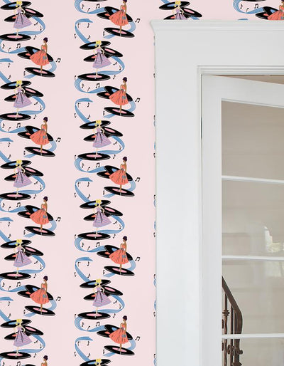 galaxy records wallpaper by barbie pale pink