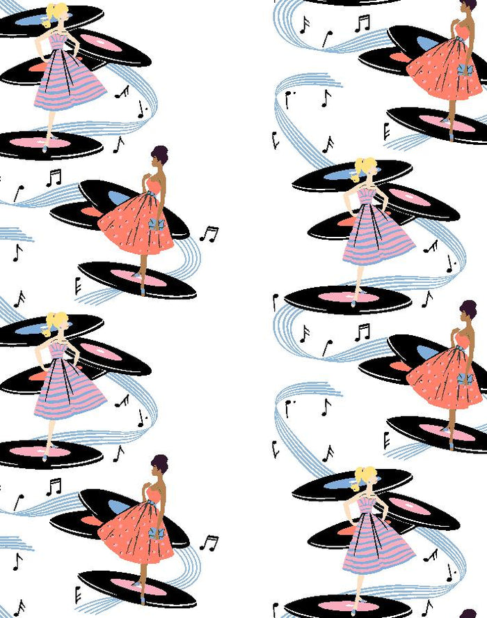'Galaxy Records' Wallpaper by Barbie™ - Denim Watermelon