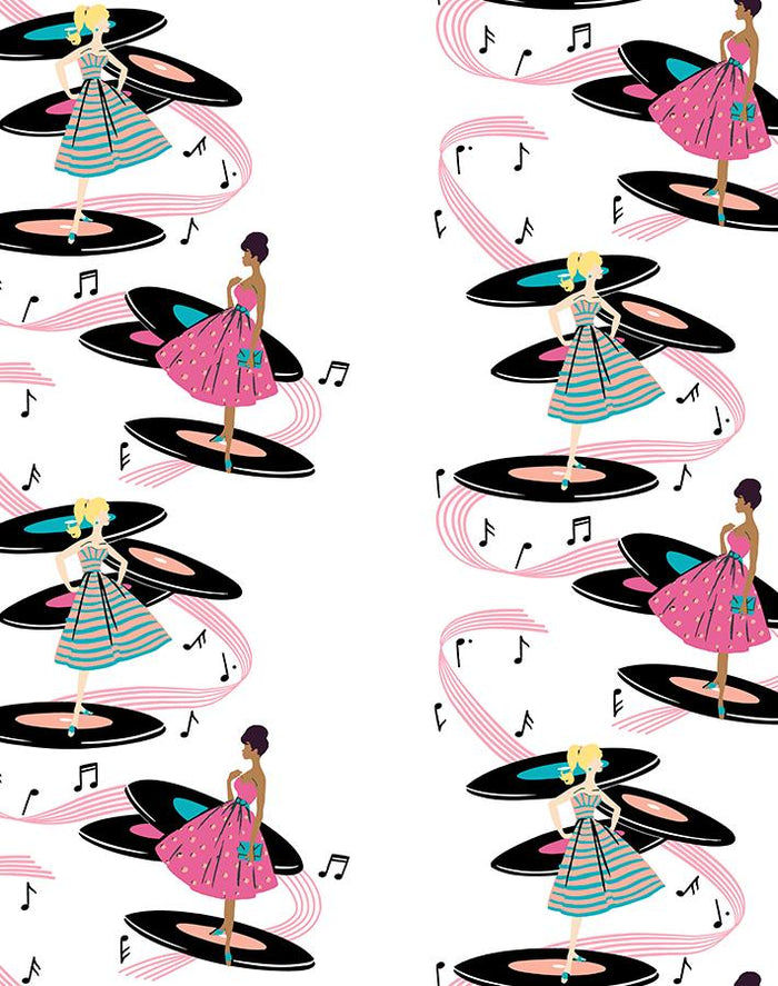 'Galaxy Records' Wallpaper by Barbie™ - Pink Teal