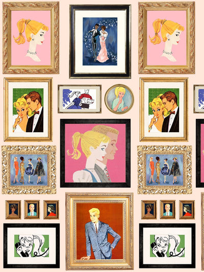 gallery walls illustrated wallpaper by barbie peach