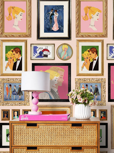 gallery walls illustrated wallpaper by barbie peach
