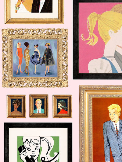 gallery walls illustrated wallpaper by barbie pink