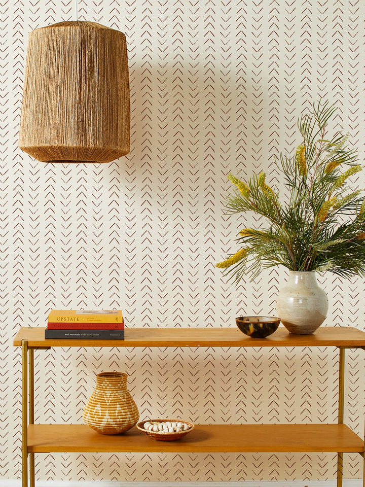 arrows rust grasscloth