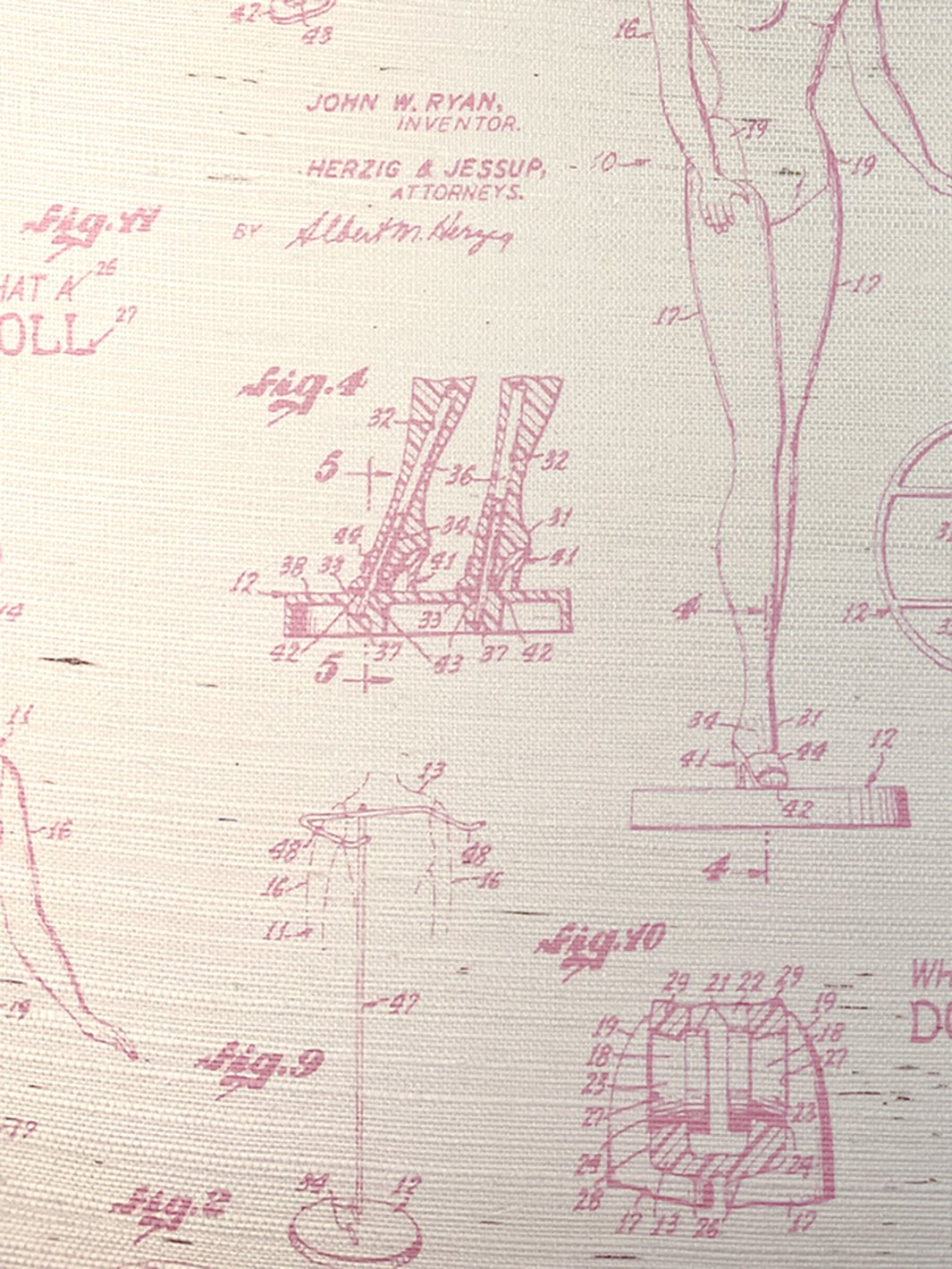 'Barbie™ Blueprint' Grasscloth' Wallpaper by Barbie™ - Ballet Slipper