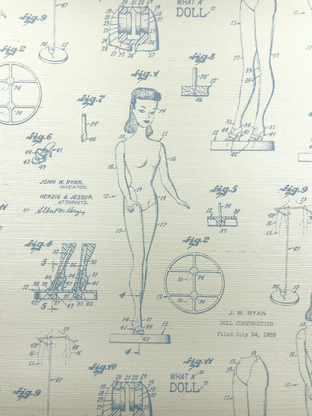 barbie blueprint grasscloth wallpaper by barbie denim