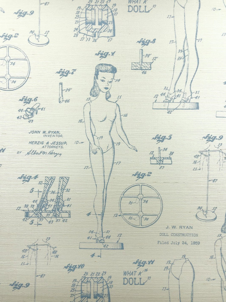 barbie blueprint grasscloth wallpaper by barbie denim