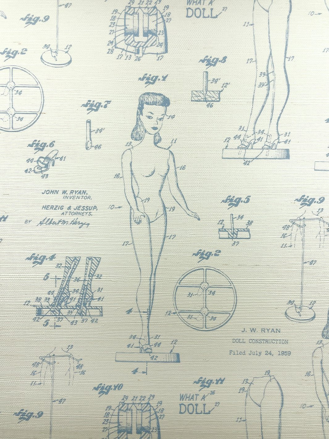 barbie blueprint grasscloth wallpaper by barbie denim