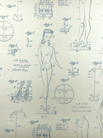 barbie blueprint grasscloth wallpaper by barbie denim