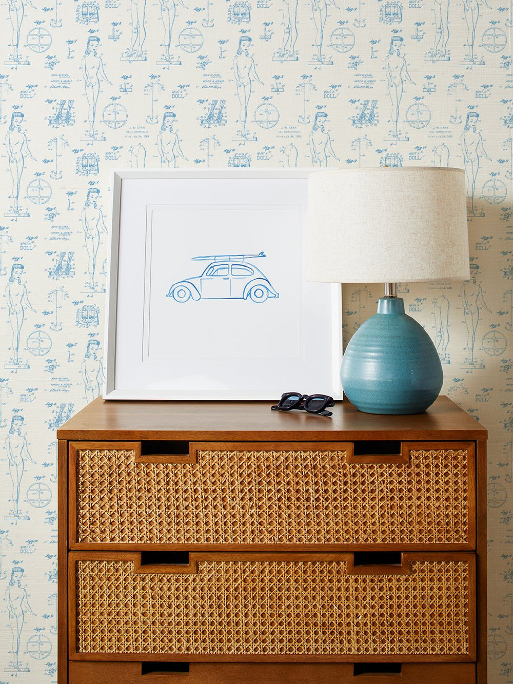 barbie blueprint grasscloth wallpaper by barbie denim