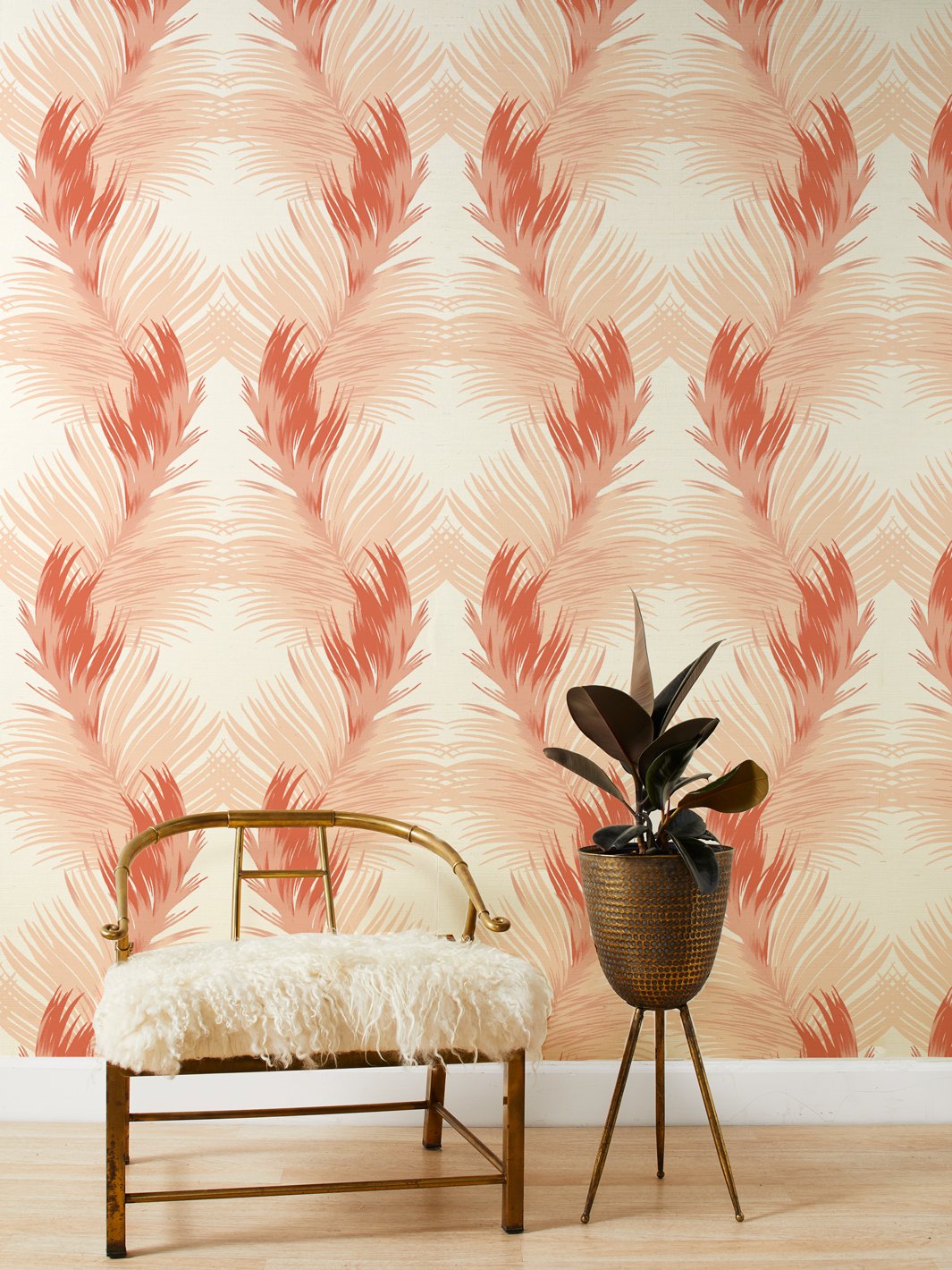 'Belafonte Palm' Grasscloth' Wallpaper by Nathan Turner - Flame