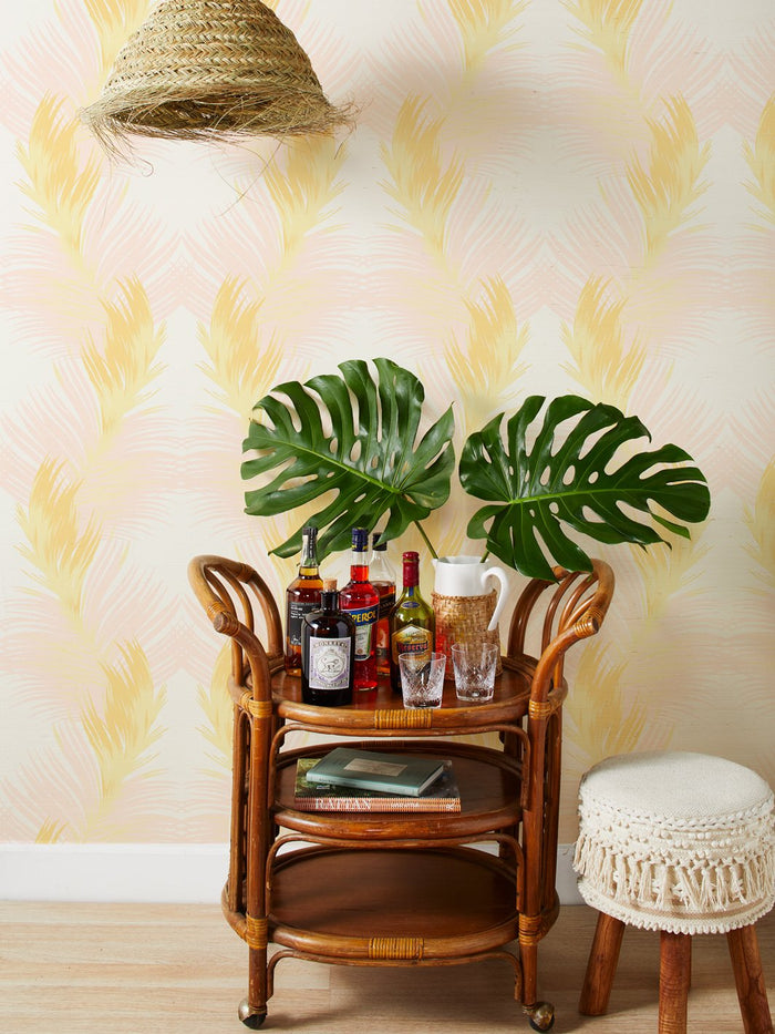 'Belafonte Palm' Grasscloth Wallpaper by Nathan Turner - Gold