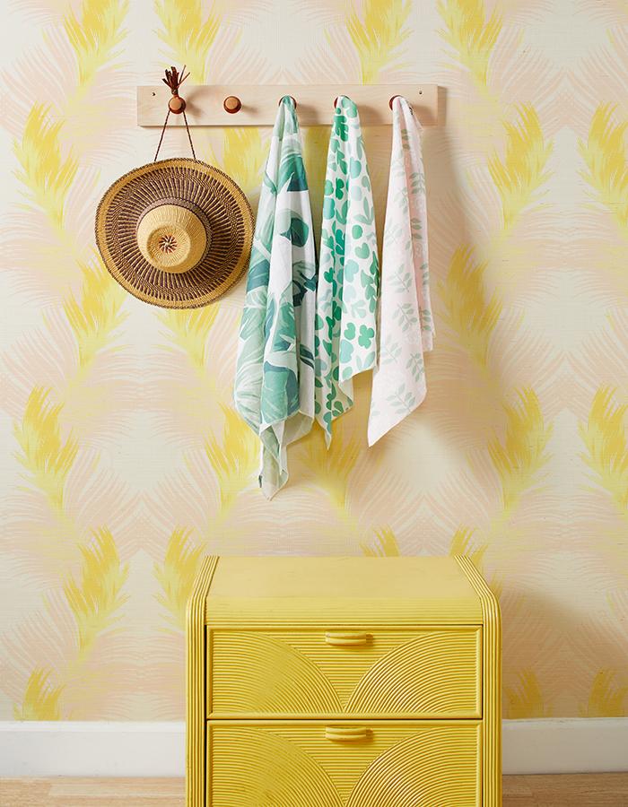 'Belafonte Palm' Grasscloth' Wallpaper by Nathan Turner - Yellow