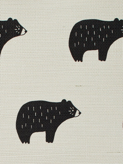 'Chubby Bear' Grasscloth' Wallpaper by Tea Collection - Black